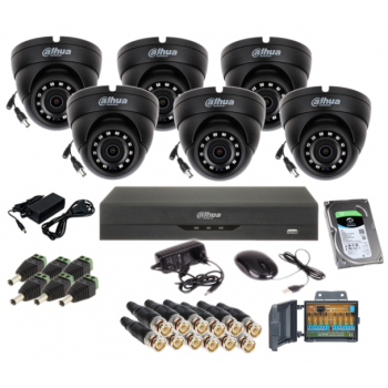 ZESTAW MONITORINGU DAHUA XVR5108HS-I2 + 6x HAC-HDW1200M-0280B-BLACK 2Mpx 2.8mm IR30 BNC 1TB